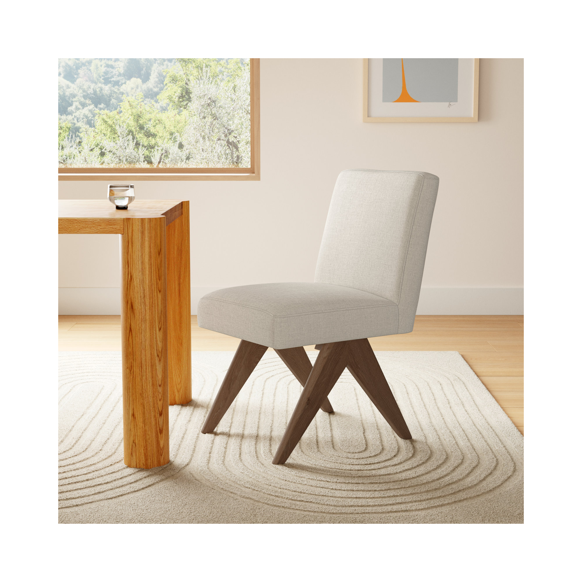 Brittnie Mid Century Modern Dining Chair, Beige
