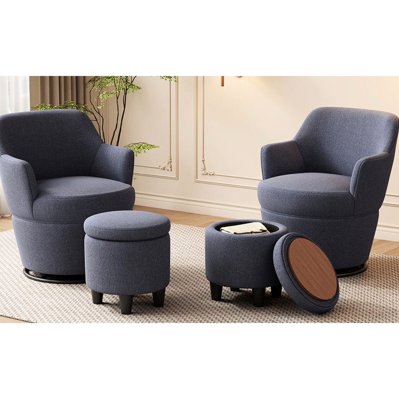 Chaise pivotante moderne à 360 ° avec accents bleus douillets, tissu doux, pour une utilisation quotidienne, Bleu