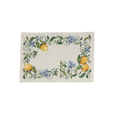 Tavola Lemons With Blue Flowers Placemats - Set Of 4