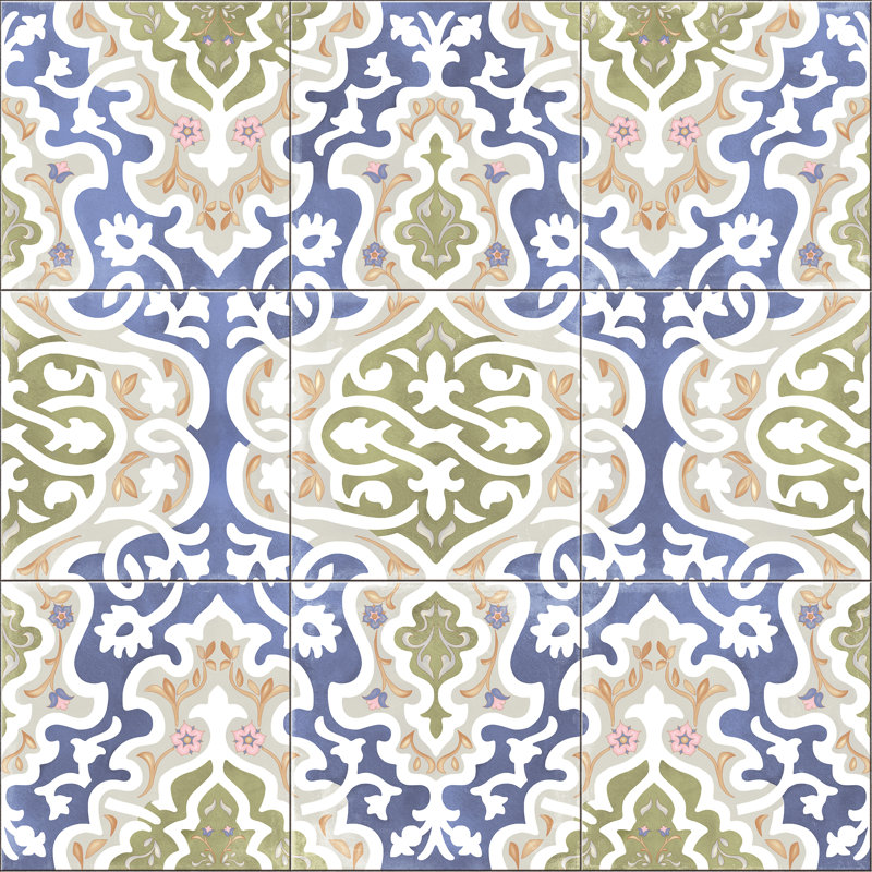 Tawriq 24" x 24" Porcelain Wall & Floor Tile, Blue