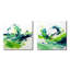 «White and Green Abstract Ink Expression I», ensemble de 2 reproductions d'art sur toile-297661353