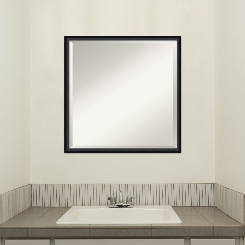 Miroir de salle de bain Mettawa, Noir satiné, 21,25 po x 21,25 po
