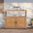 Wooden Patio Bar Table With Storage, Kitchen Island And Buffet Sideboard For Indoor & Outdoor-1581404909