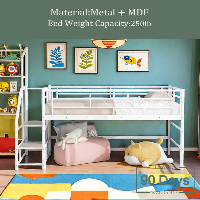 Lit mezzanine simple Eyad Kids, Blanc