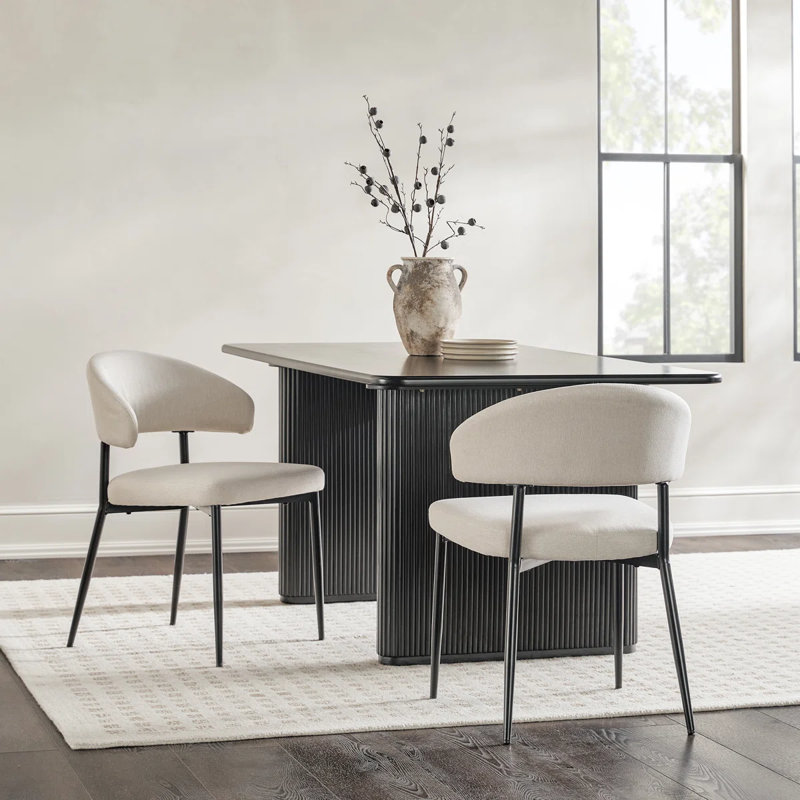Batavia Modern Curved Back Upholstered Dining Chair Ivory  (Set Of 2)