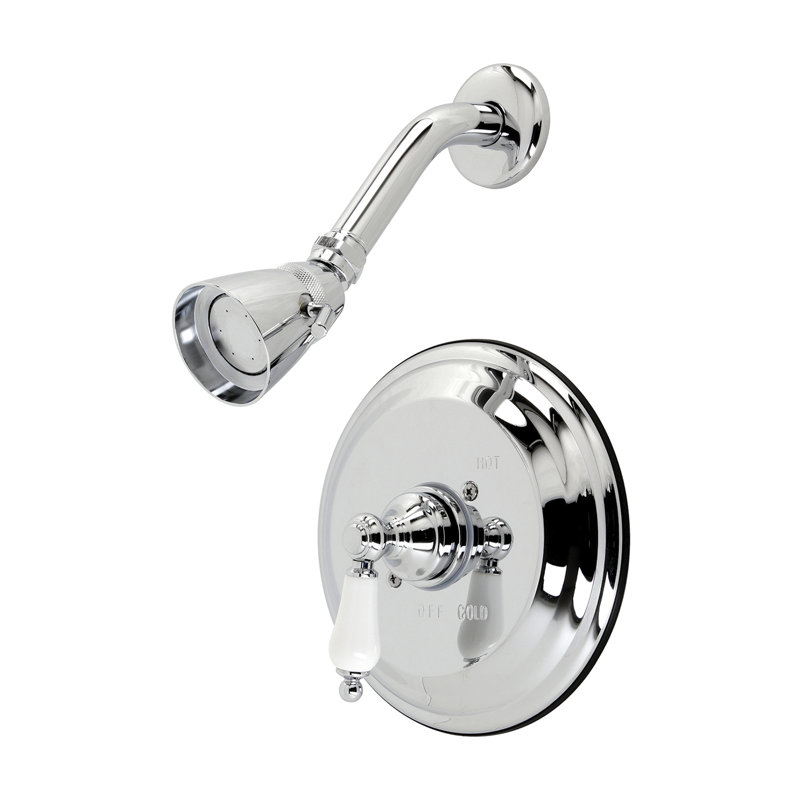 Robinet de douche rétro avec valve brute, Chrome poli