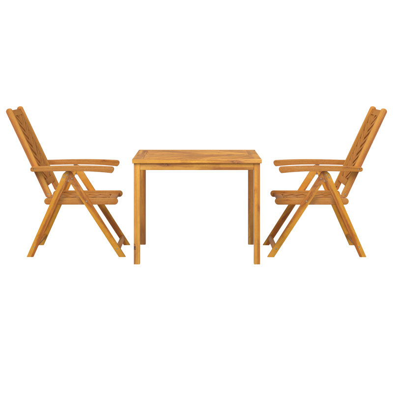  Ensemble de salle à manger de jardin 3 pièces en bois d'acacia massif