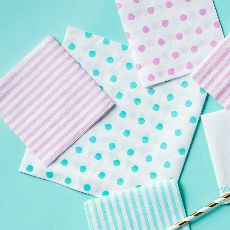 Papersoft Spunlace Polka Dots Square Napkin, Aqua, 16" Square