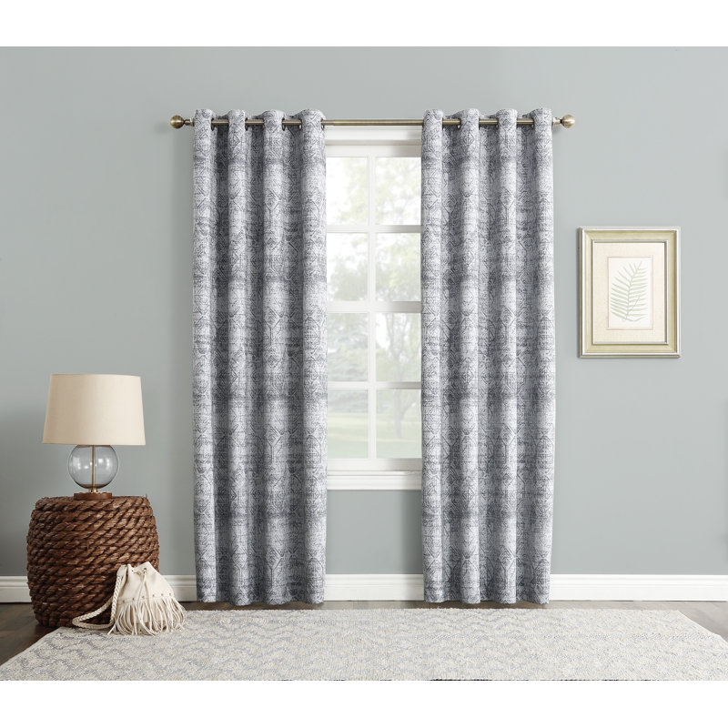 Distressed Global Blackout Lined Grommet Curtain Panel, Indigo, 50" W x 84" L