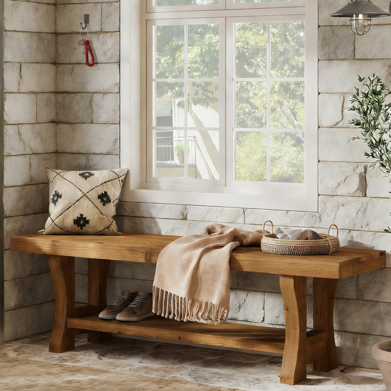 Solid Wood Bench, Brown