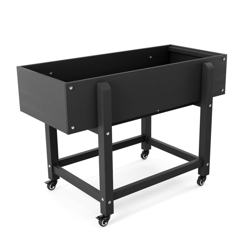 Ethelle Movable Raised Garden Beds Outdoor With Lockable Wheels, 27.56" H x 39.37" W x 20.28" D, Black
