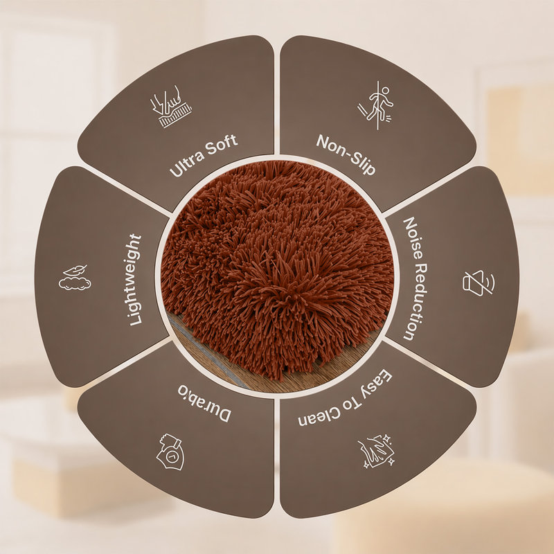 Aspire Homeware Rust Shaggy Area Rug Soft Plush Indoor Carpet, Runner 60cm Width X 220cm Length