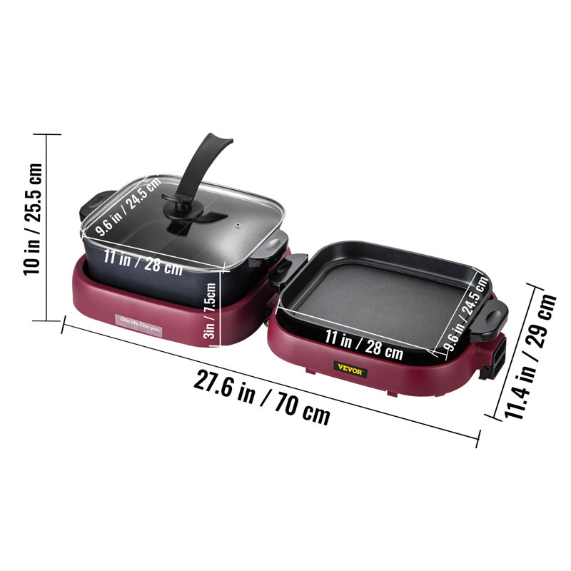 VEVOR 2 In 1 Electric Grill And Hot Pot Combo