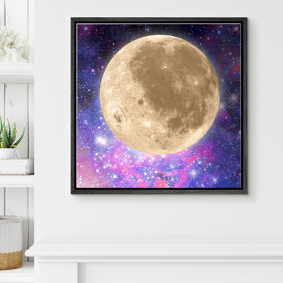 " Yellow Full Moon In Purple Galaxy "