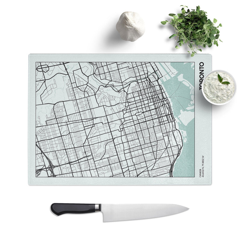 Map Toronto Canada Chopping Board, 28.5cm W x 39cm L
