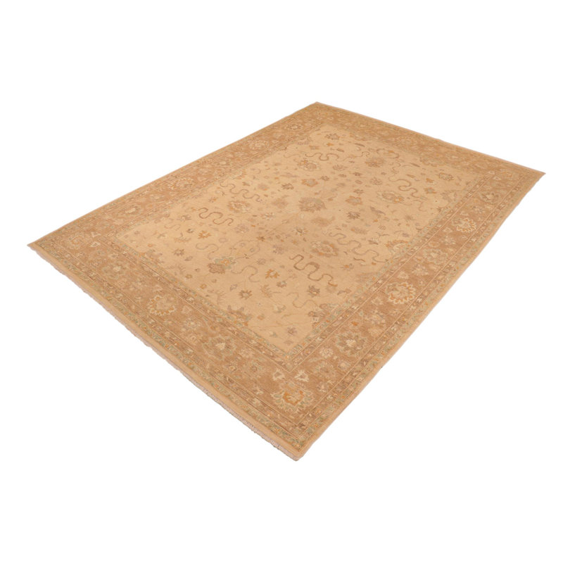 Tapis brun clair en laine noué à la main 9 pi 11 po x 13 pi 8 po Dorr Oriental