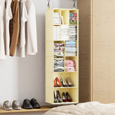 2 Pack Hanging Closet Organizer with Dividers, 24 Compartments Hanging Shoe Shelves for Closet, Wardrobe, RV and Garment Rack
