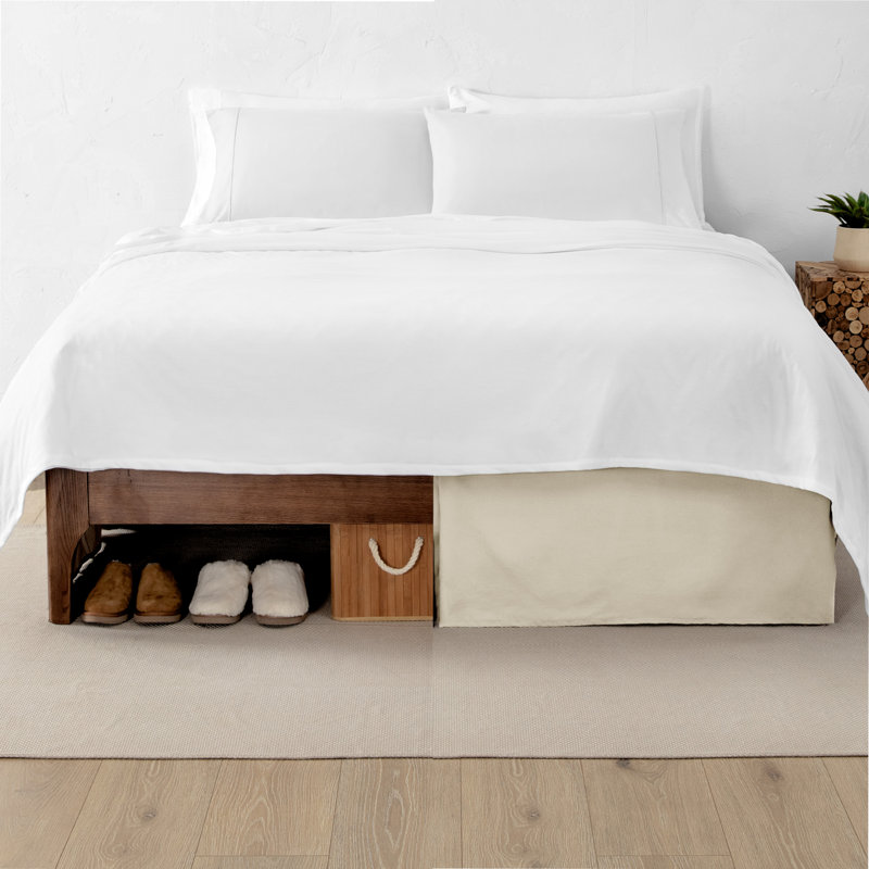 Jupe de lit plissée 15 po sur mesure, Simple, Sable