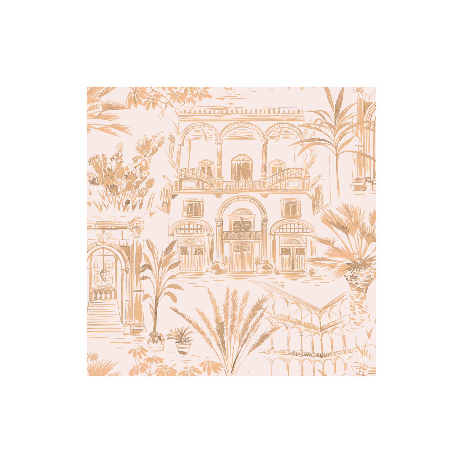 Shoichi Toile Wallpaper, Coral