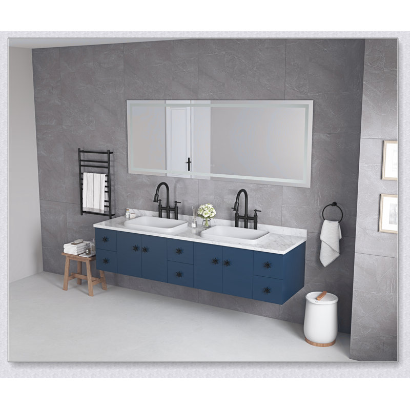 Grand miroir de salle de bain à DEL avec avant et rétroéclairage, anti-buée, mémoire, 3 températures de couleur, miroir de meuble-lavabo à intensité variable