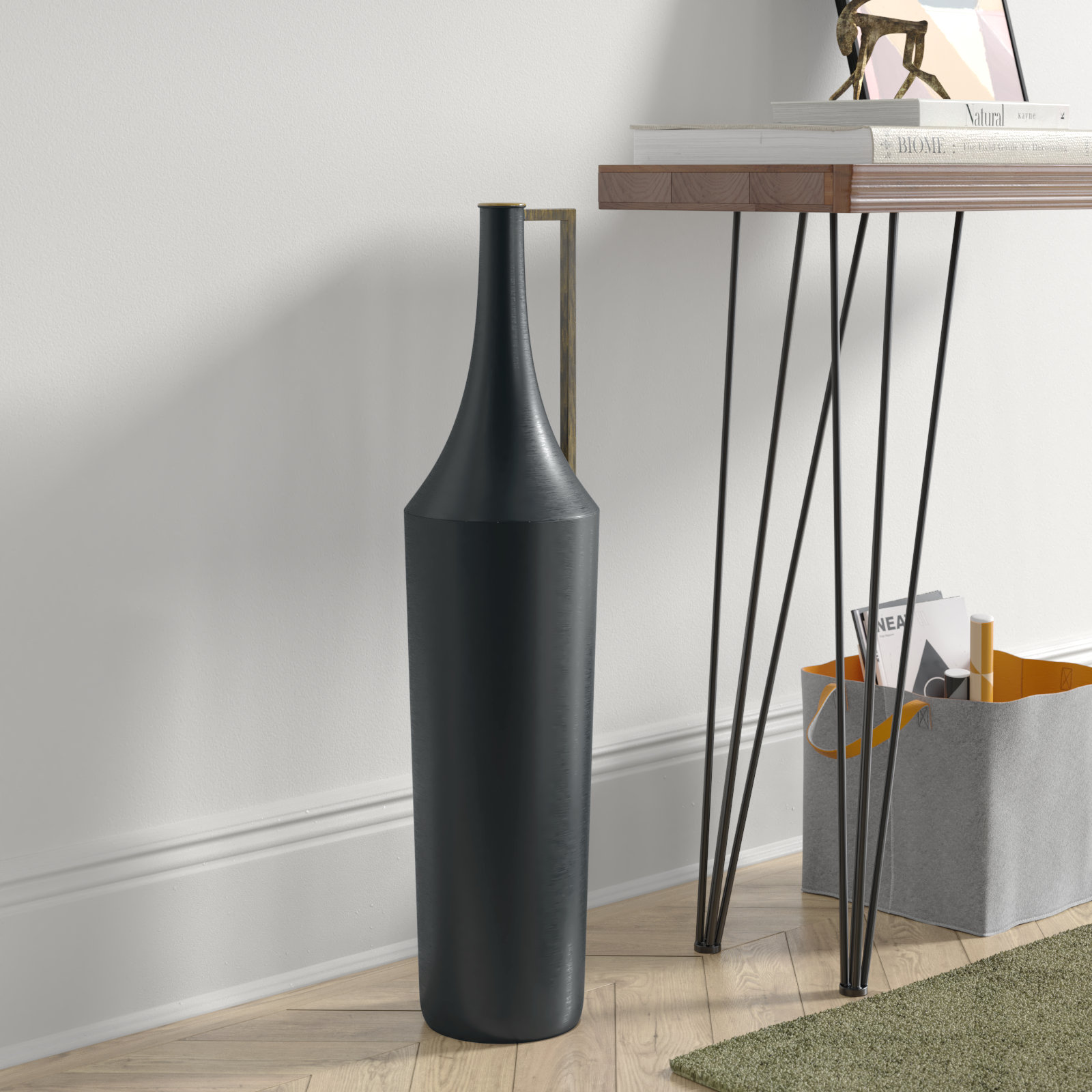 Mercury Row® Railsback Black/Bronze 35'' Metal Floor Vase