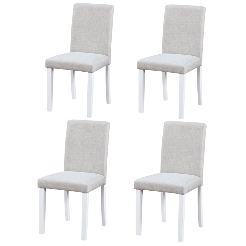 Ensemble de 4 chaises de salle à manger, chaises de salle à manger rembourrées avec pieds en bois d'hévéa massif, chaises de cuisine modernes avec siège et dossier rembourrés, chaises d'appoint sans accoudoirs pour salle à manger, cuisine, appartement