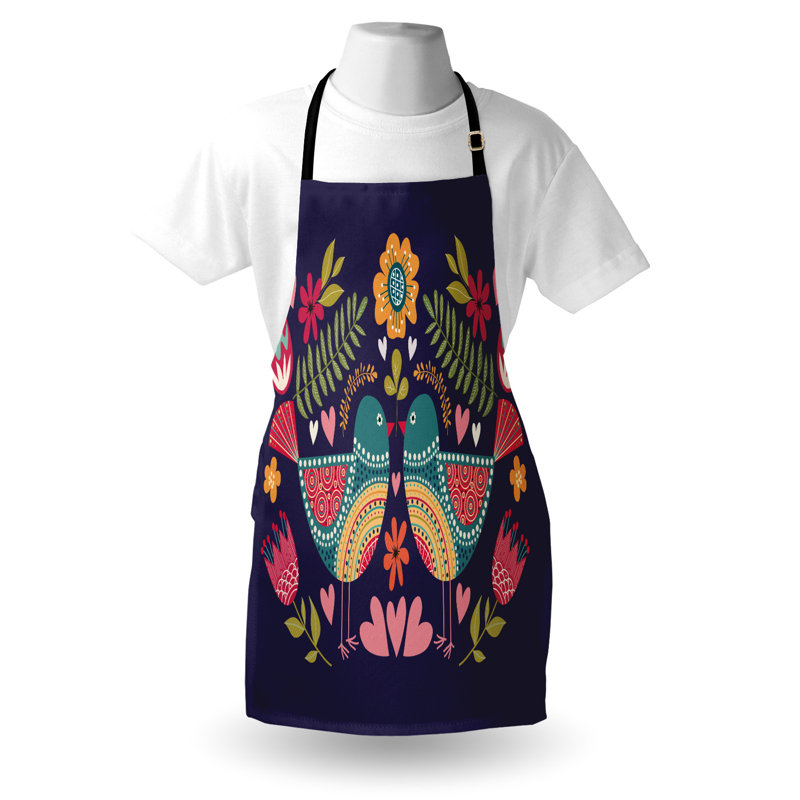One Allium Way® tablier scandinave unisexe oiseaux fleurs art populaire taille quartz et multicolore