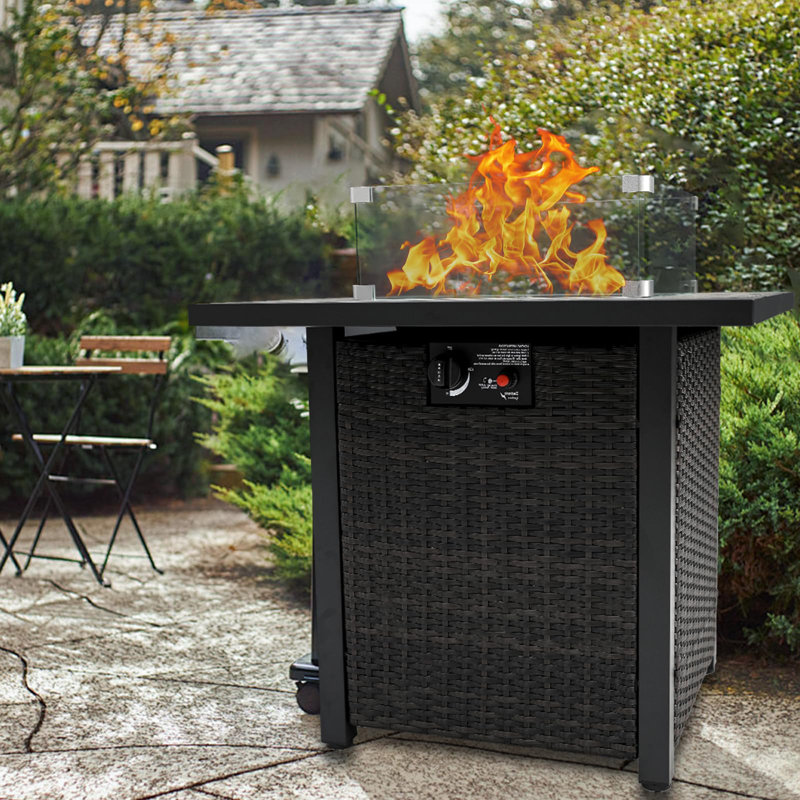 28'' Brown Stainless Steel Propane Fire Pit Table