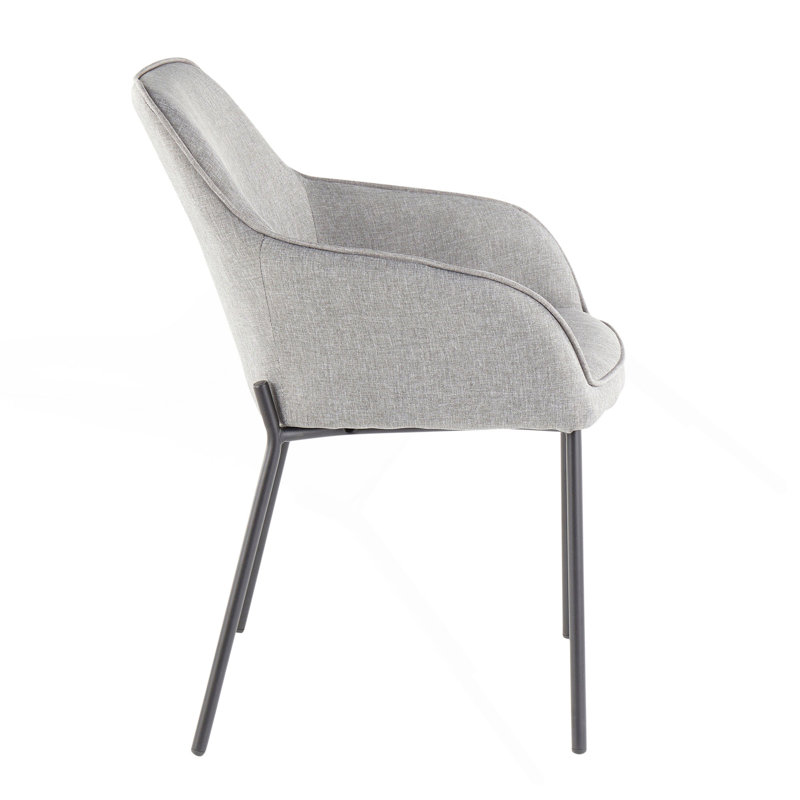 Chaise de salle à manger en métal noir et tissu gris - ensemble de 2