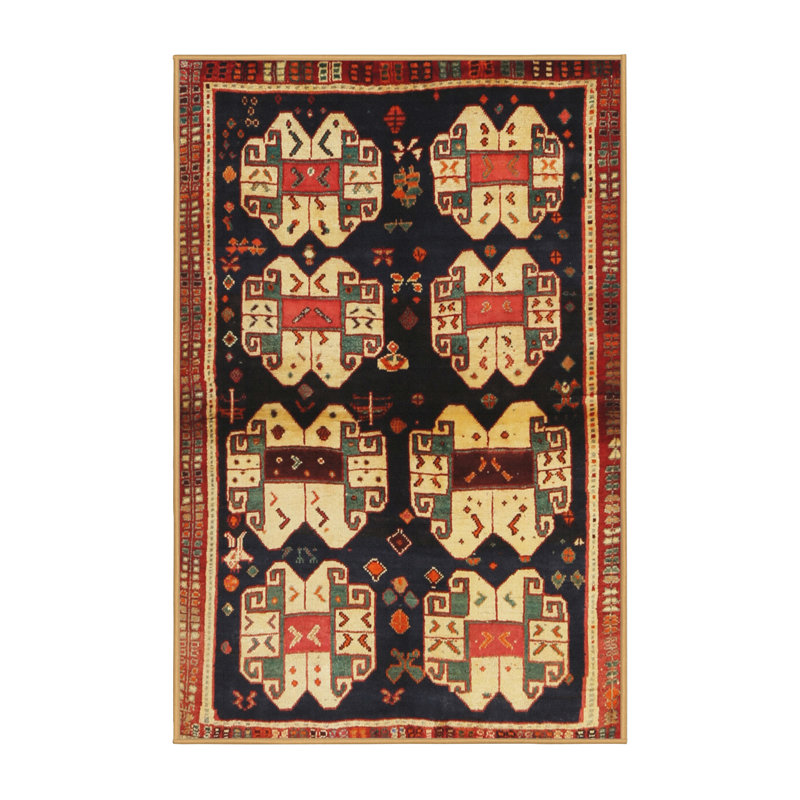 Tapis de zone rouge/brun/crème contemporaine, Rectangle 5 pi x 7 pi