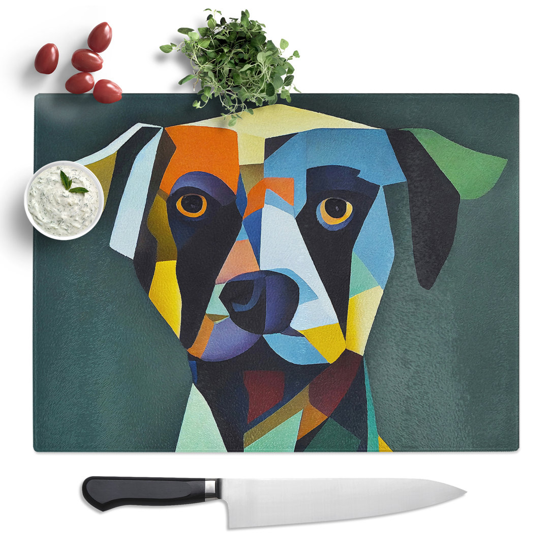 Abstract Dog No.3  Glass Chopping Board