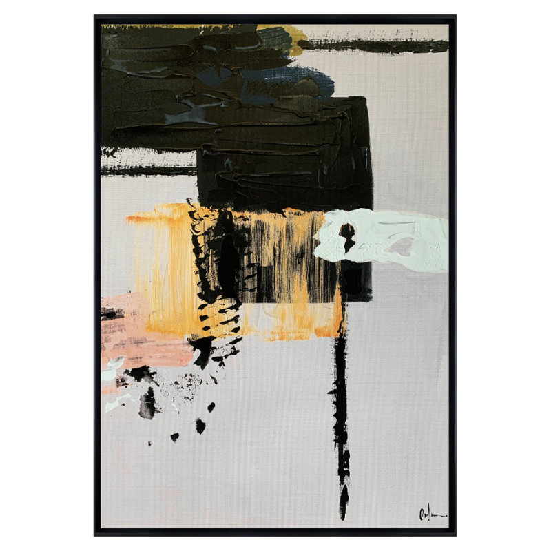 Formelle Single Picture Frame Painting on Wood, 180cm H x 94cm W, Black