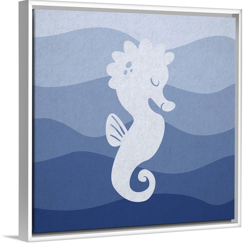« hippocampe subaquatique de la chambre d’enfant », impression, Cadre pour toile flottant blanc, H 36 po x l 36 po x P 1,75po