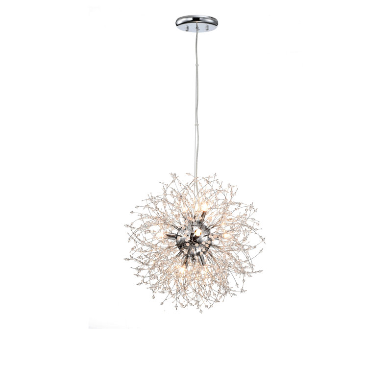 Varner 8-light 16.2" Clear Beads Firework Pendant Chandelier, Chrome