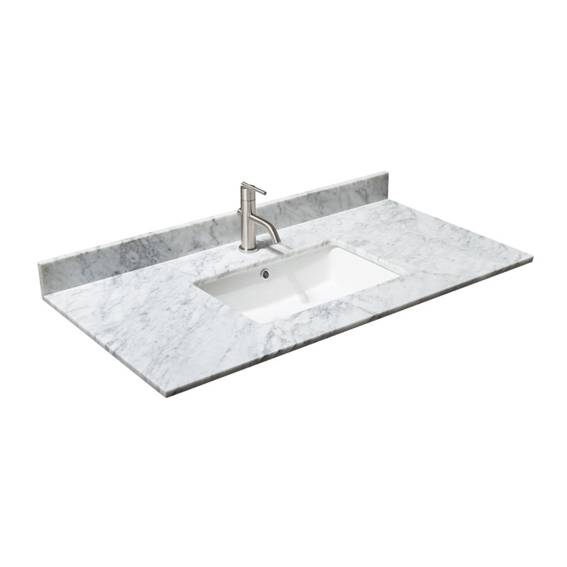 Maroni 42'' Light Straw Bathroom Vanity with Marble Top