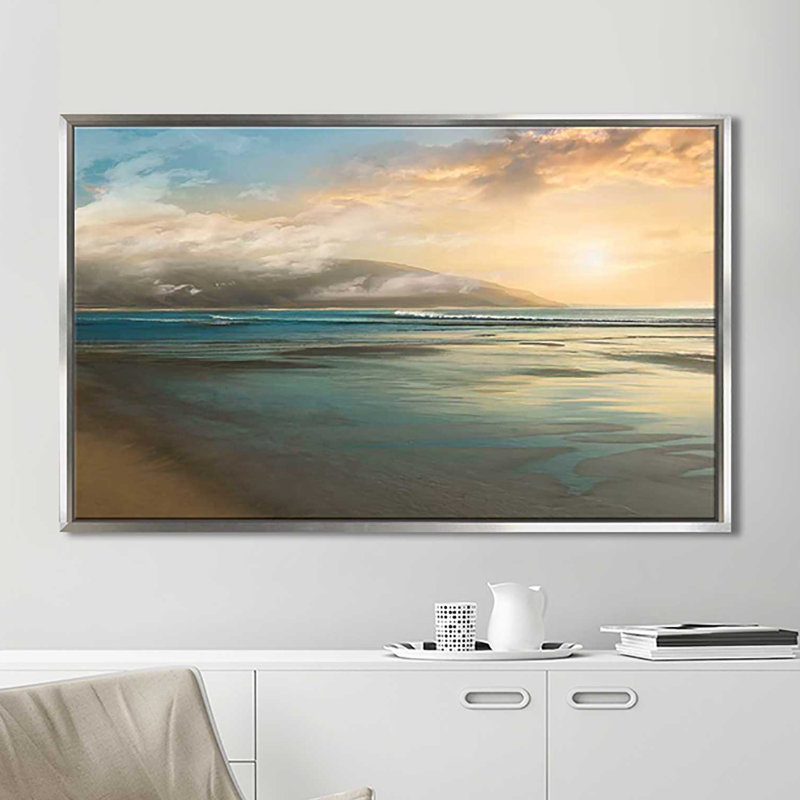 " Island Mist " by Mike Calascibetta, 31.5" H x 51.5" W x 2" D, Silver Floater Frame