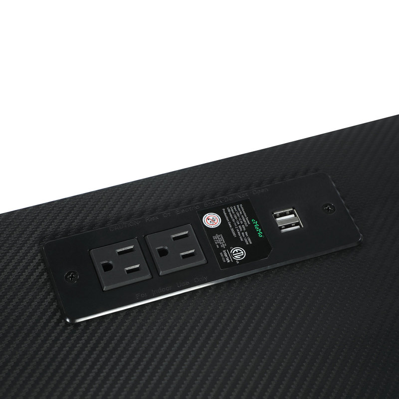 Black And Gunmetal Writing Desk With USB Ports