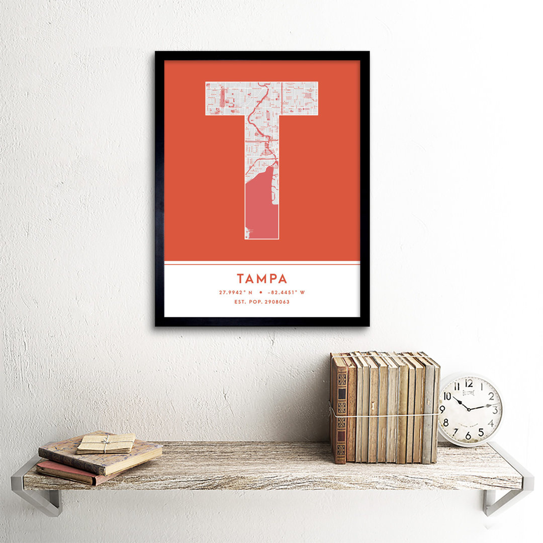 Tampa Florida United States City Map - Single Picture Frame Typography