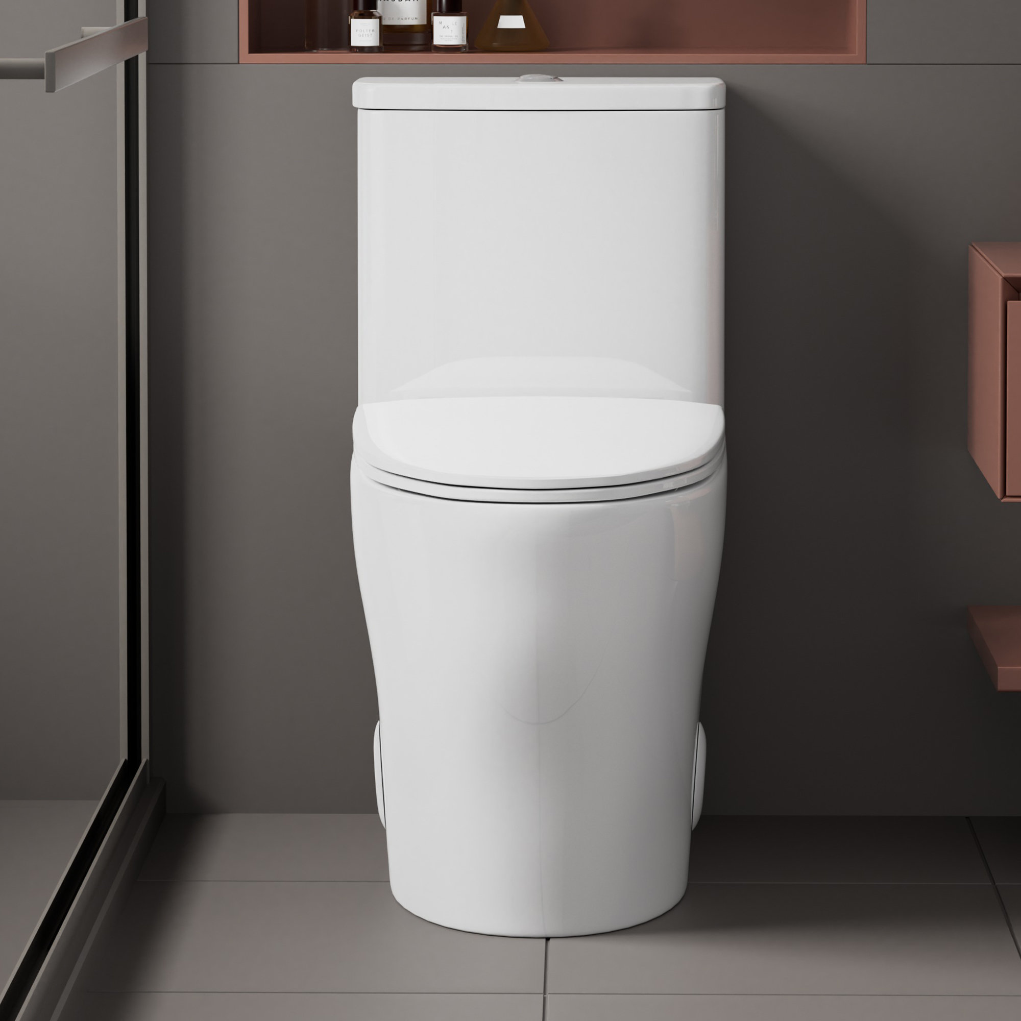 HOROW ADA Elongated Map 1000G Dual Flush One Piece Toilets For Bathrooms  Comfort Height 