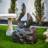 Sculptural Modern Freestanding Water Fountain, Black-609397593