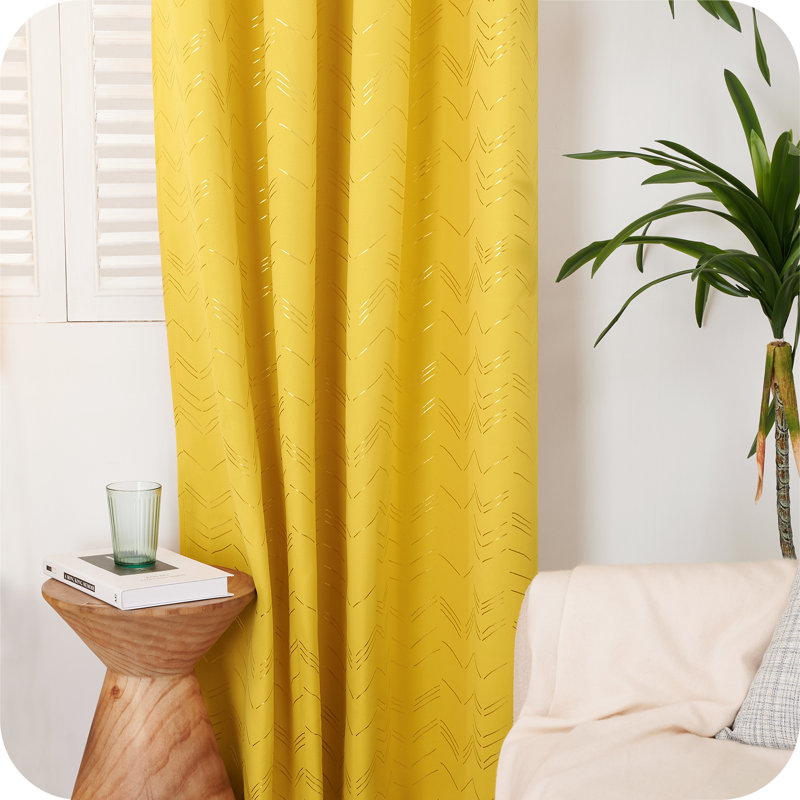 Abrahamsen Blackout Curtain Pair, Mellow Yellow, 46cm Width x 229cm Drop