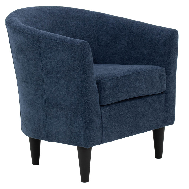 Fauteuil demi-tonneau l 31,5 po Kronos, Polyester indigo Chloe, Noir