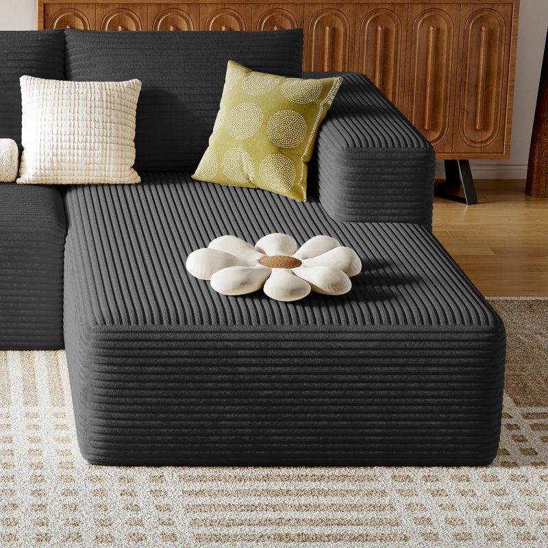 108.2” Modular Sectional Cloud Sofa for Living Room Modern Minimalist couch with L-Shaped Chaise Upholstered Corduroy Couch, Deep Seat, No Assembly Required (Lounge Chaise)