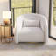 Chaise d'appoint pivotante - 34 po de largeur, revêtement bouclé blanc givré, pivotant à 360 ° avec base en bois massif, chaise de salon moderne