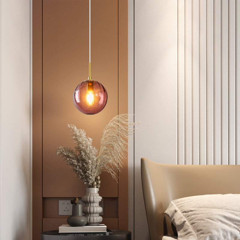 Luminaires suspendus en verre pour îlot de cuisine Globe, H 66,93 po x l 7,87 po x P 7,87 po, Rouge