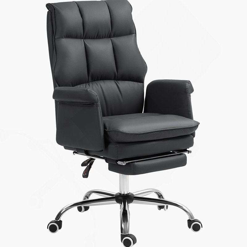Fauteuil de direction, siège de bureau ergonomique en similicuir avec repose-pieds, fauteuil inclinable et pivotant