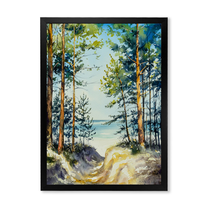 «Pine Forest Trees on High Dunes», reproduction d'art sur toile, Cadre photo noir, H 20 po x l 12 po x P 1 po