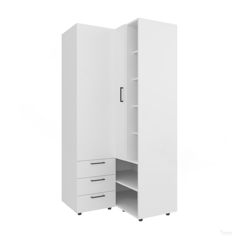 Armoire blanche avec rangement ouvert et 2 tiroirs, Blanc