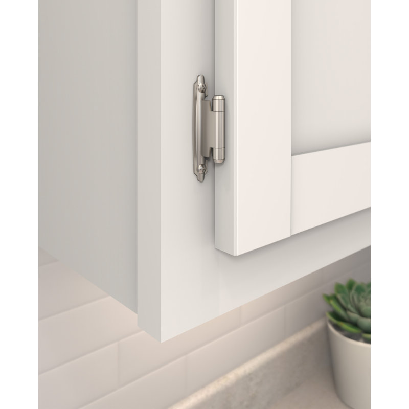 Charnière d'armoire en nickel satiné à fermeture automatique à recouvrement variable - 1 paire, Nickel satiné