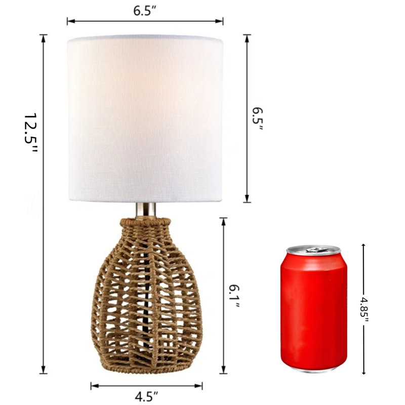 Bailes 12.5'' Small Coastal Brown Rattan Table Lamp Set